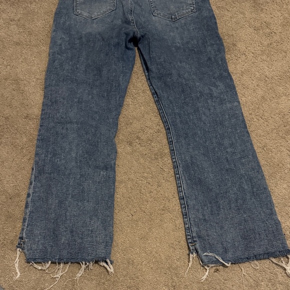 LOFT Mid-Blue Wide-Leg Jeans with Raw Hem - Picture 7 of 7